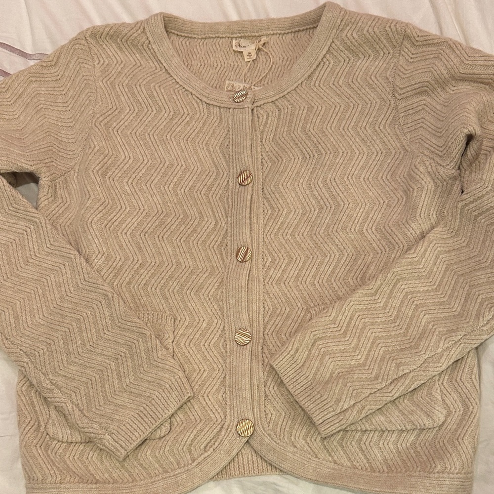 Hem & Thread Women's Cream Cardigan Sweater NWT